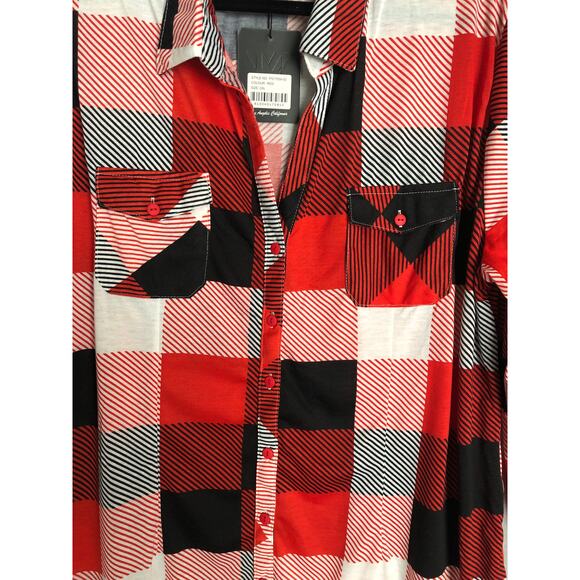 White Mark Women's Size 1XL Plaid Tunic Top in Red NEW - Picture 3 of 6